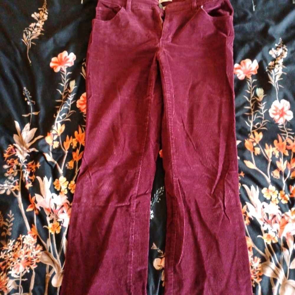 Beautiful petite stretch mulberry colored coudory pants